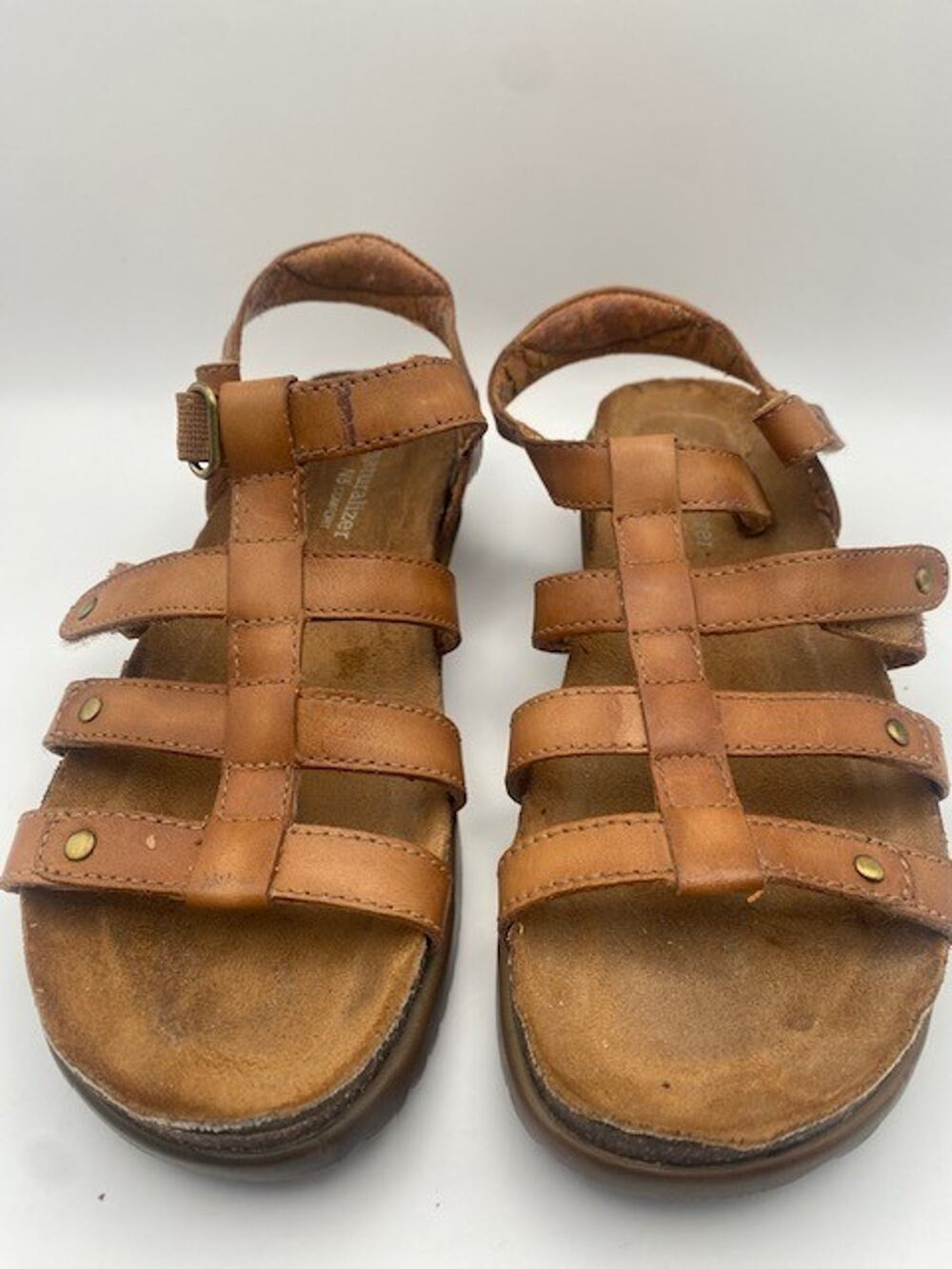 Naturalizer Womens 6.5M Brown Leather Gladiator Sandals Comfort Adjustable